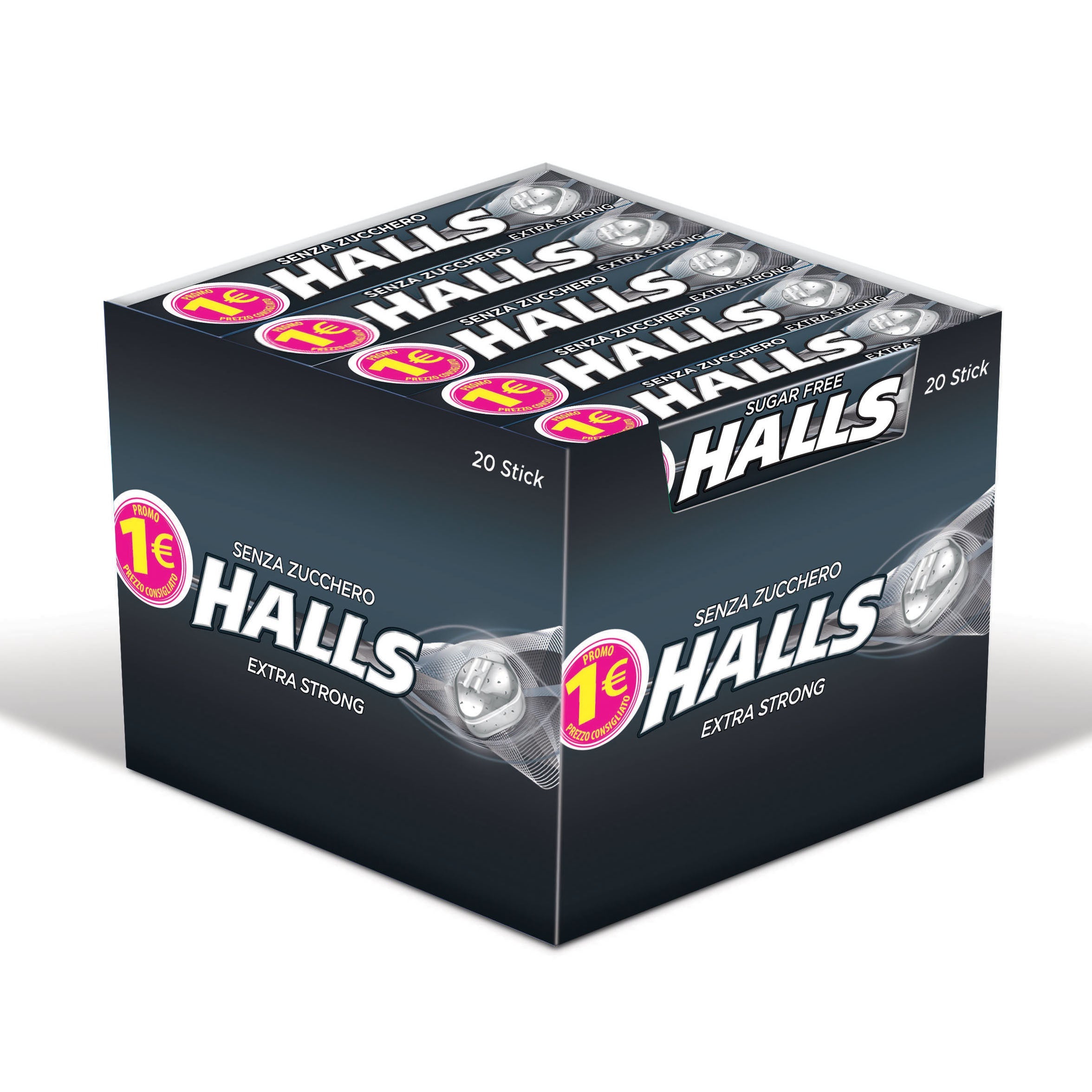 Halls Senza Zucchero Extra Forte - 20Pz